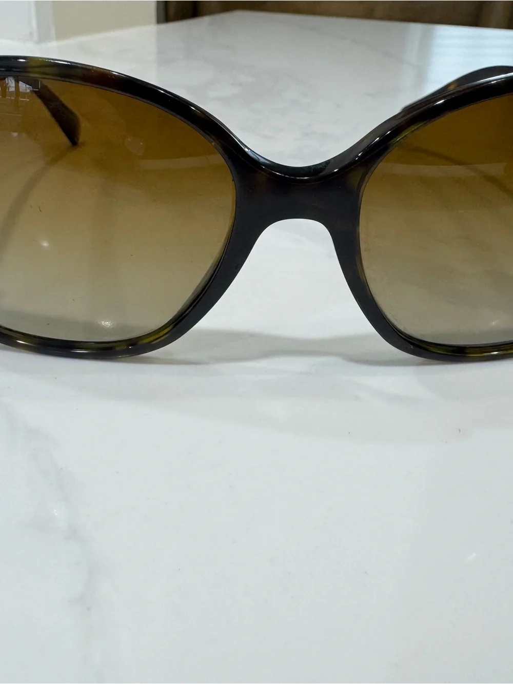 Prada Black-to-Clear Gradient Acetate Sunglasses with Gold Logo